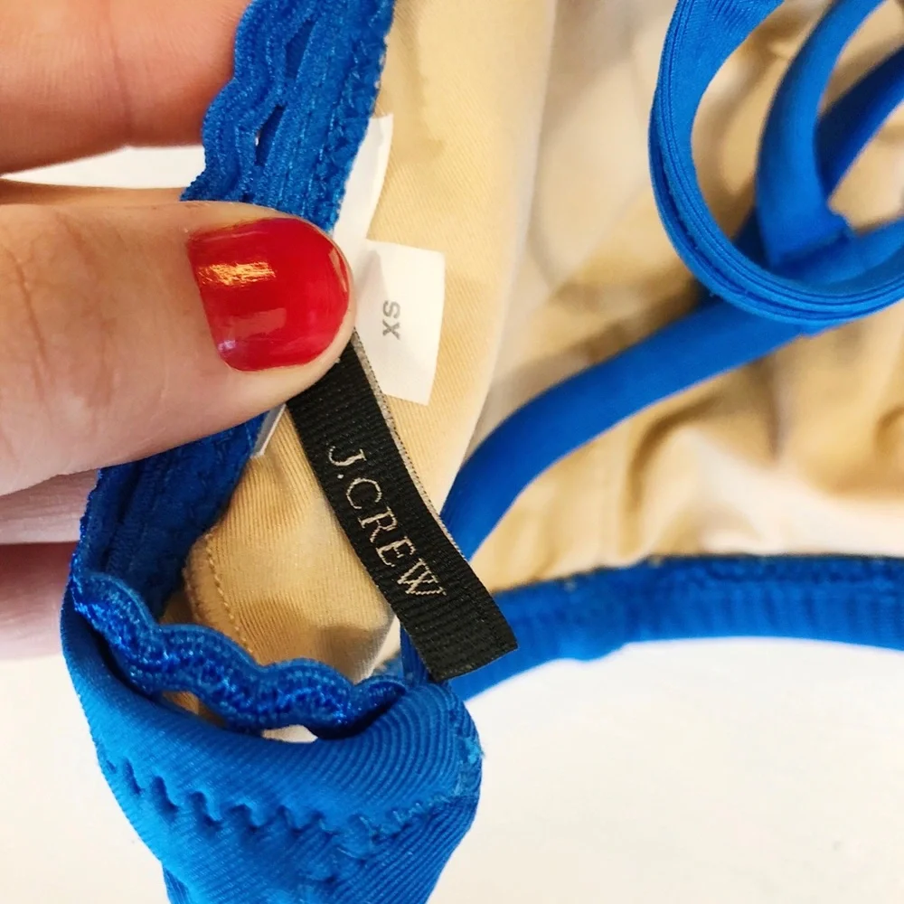 J. crew Rickrack Trim Triangle Bikini Blue - Picture 7 of 7